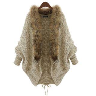 Plain Batwing-sleeve Cardigan
