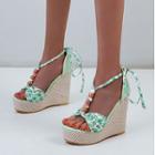 Floral Tie-strap Platform Wedge Heel Sandals
