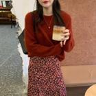 Plain Knit Top / Floral Skirt