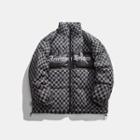 Lettering Plaid Padded Jacket