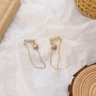 Rhinestone Lettering Dangle Earring As Shown In Figure - One Size