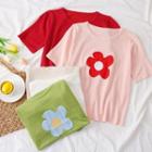Flower-print Knit Top