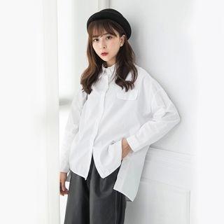 Long-sleeve Dip Back Shirt