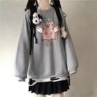 Pig Print Oversize Sweater Gray - One Size