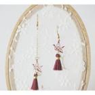 Non-matching Alloy Origami Crane Tassel Dangle Earring