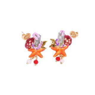 Fashion Simple Plated Gold Enamel Starfish Cubic Zirconia Stud Earrings Golden - One Size