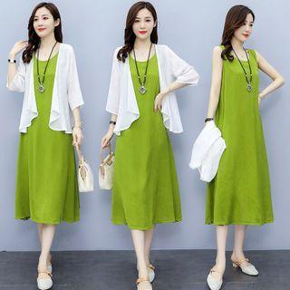 Set: Midi A-line Tank Dress + Jacket
