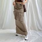 Cargo Slit Maxi A-line Skirt