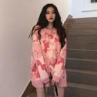 Camo Print Oversized Sweater Camouflage - Pink - One Size