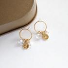 Faux Pearl Alloy Coin Dangle Earring 1 Pair - Gold - One Size