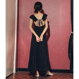 Glitter Open-back Sleeveless Knit Dress