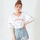 Striped Short-sleeve T-shirt Pink - One Size