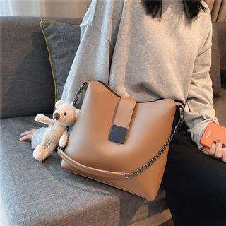 Faux Leather Chain Crossbody Bucket Bag