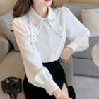 Long-sleeve Embellished Layered Collar Blouse