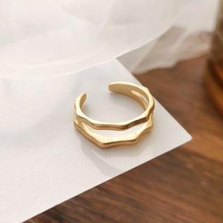 Matte Layered Alloy Open Ring 1 Pc - Matte Layered Alloy Open Ring - Gold - One Size