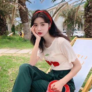 Short Sleeve Cherry Printed Tee