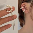 Faux Pearl Cuff Earring / Faux Pearl Fringed Cuff Earring