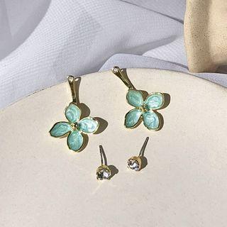 Flower Dangle Earring 1 Pair - Green - One Size