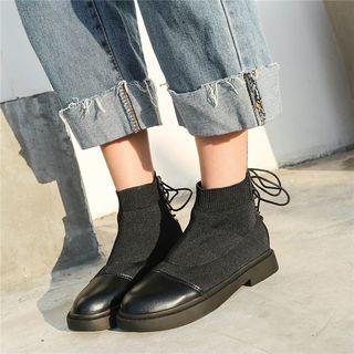 Cap-toe Knit Short Boots