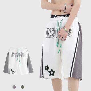 Two-tone Star Embroidered Shorts