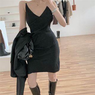 Chain Strap Slim-fit Sleeveless Dress - 2 Colors