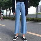 Fringed Wide-leg Cropped Jeans