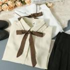 Details Ruffle-trim Loose Shirt With Tie