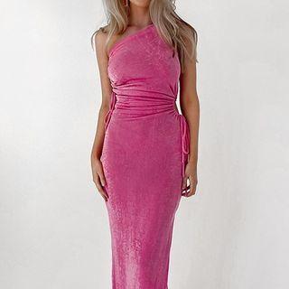 Drawstring Slit Sleeveless Maxi Bodycon Dress