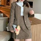 Set: Plaid Jacket + Mini A-line Skirt