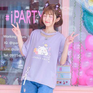 Cartoon Cutout Short-sleeve T-shirt