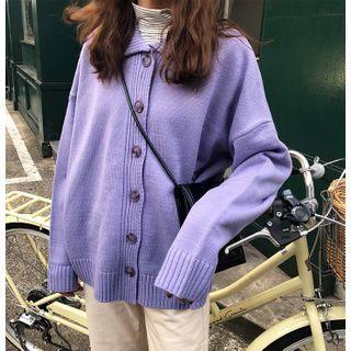 Plain Collar Knit Cardigan