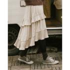 Frill-trim Pleated Tiered Skirt
