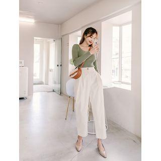 Plus Size Pleated Wide-leg Pants