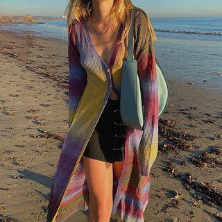 V-neck Striped Midi Cardigan