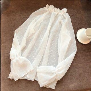 Mock-neck Long-sleeve Top White - One Size