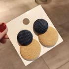 Fabric Disc Dangle Earring 1 Pair - Grayish Blue & Yellow - One Size