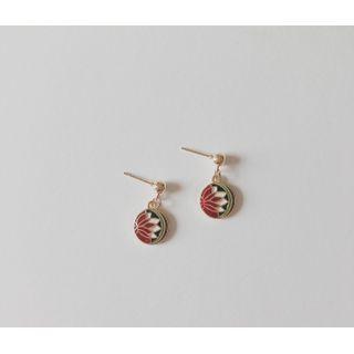 Flower Disc Drop Earring