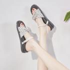 Dotted Panel Ankle-strap Flat Sandals