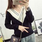 Two Tone V-neck Sweater