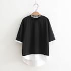 Short-sleeve Contrast Hem Top