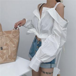 Long-sleeve Cold Shoulder Shirt Dress