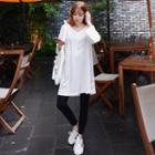 V-neck Long-sleeve Long-t-shirt