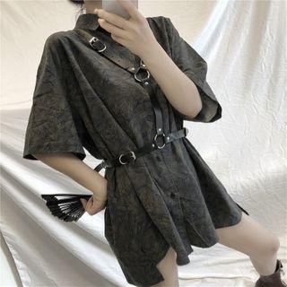 Short Sleeve Print Shirt / Wing Accent Belt