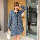 Long-sleeve Square-neck Floral Dress ( Long / Cropped )