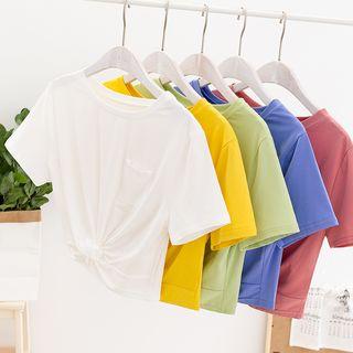 Pocket Detail Short-sleeve Crop Top