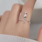 Cat Sterling Silver Open Ring 1pc - Silver - One Size
