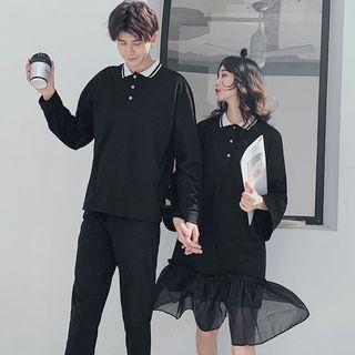 Couple-matching Polo Sweatshirt / Paneled Dress
