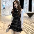 Mock Two-piece Tweed Long-sleeve Dress