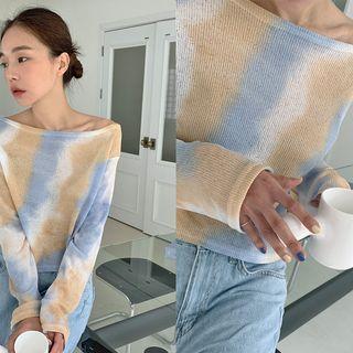 Boatneck Tie-dye Knit Top
