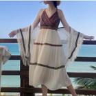 Spaghetti Strap Panel Sundress / Chiffon Jacket
